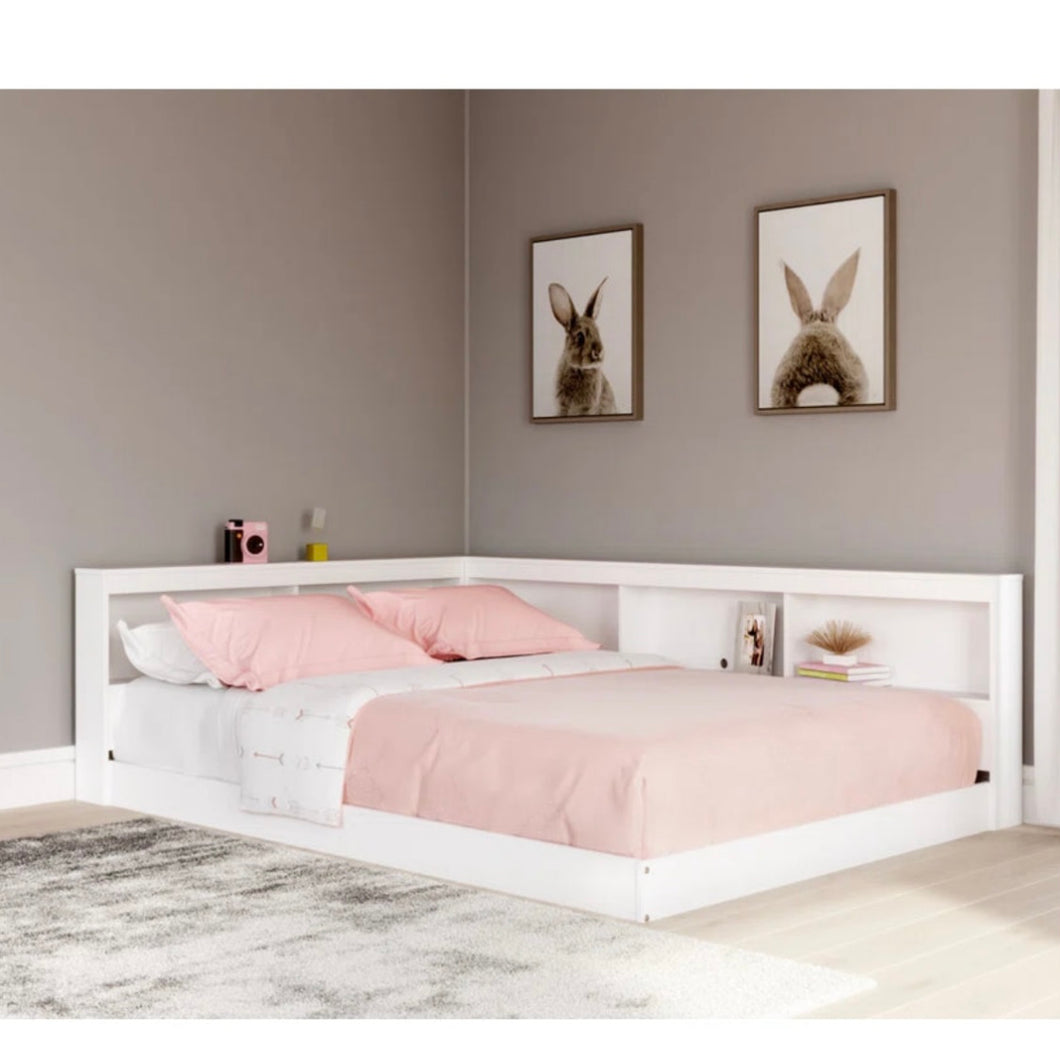 Karnova Platform Bed with Bookcase, TWIN / WHITE