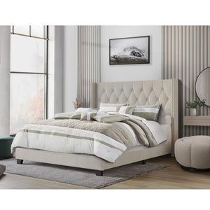 Home Design Danbury Tufted Upholstered Panel Bed, TWIN/WARM GRAY