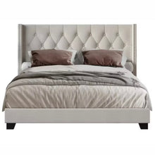Load image into Gallery viewer, Home Design Danbury Tufted Upholstered Panel Bed, TWIN/WARM GRAY
