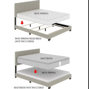 Home Design Danbury Tufted Upholstered Panel Bed, TWIN/WARM GRAY