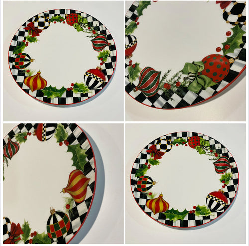 MacKenzie-Childs Deck the Halls Dinner Plates (Set of 4)
