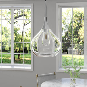 Ida 1 - Light Single Pendant, Polished Nickel/Clear Glass