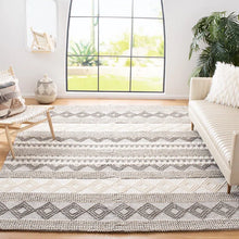 Load image into Gallery viewer, 8&#39; x 10&#39; Jacques Hand Woven Wool/Cotton Striped Rug in Grey/Ivory