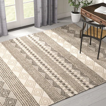 Load image into Gallery viewer, 8&#39; x 10&#39; Jacques Hand Woven Wool/Cotton Striped Rug in Grey/Ivory