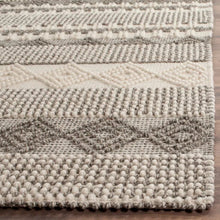 Load image into Gallery viewer, 8&#39; x 10&#39; Jacques Hand Woven Wool/Cotton Striped Rug in Grey/Ivory