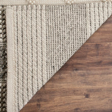 Load image into Gallery viewer, 8&#39; x 10&#39; Jacques Hand Woven Wool/Cotton Striped Rug in Grey/Ivory