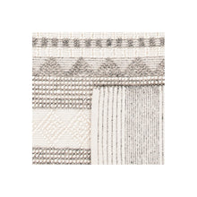 Load image into Gallery viewer, 6' X 6' Square Jacques Hand Woven Wool/Cotton Striped Rug in Grey/Ivory