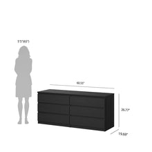 Load image into Gallery viewer, 6 Drawer Naia Double dresser, Black Grain