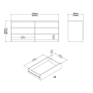 6 Drawer Naia Double dresser, Black Grain