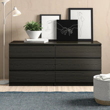 Load image into Gallery viewer, 6 Drawer Naia Double dresser, Black Grain