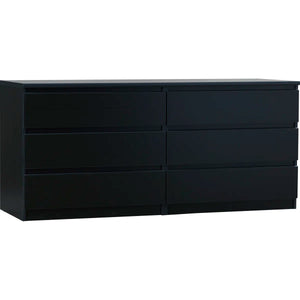 6 Drawer Naia Double dresser, Black Grain