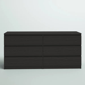 6 Drawer Naia Double dresser, Black Grain