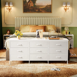 63" Janne Modern Dresser, Chest of Drawers, 9 Drawer Dresser, Dressers TV Stand for 55, 65, 70 Inch TV, Long Dresser, Large Dresser, TV Console with Drawers