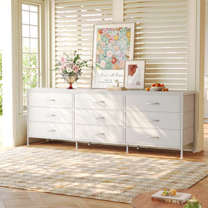 63" Janne Modern Dresser, Chest of Drawers, 9 Drawer Dresser, Dressers TV Stand for 55, 65, 70 Inch TV, Long Dresser, Large Dresser, TV Console with Drawers