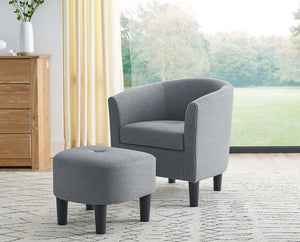 Jazouli 25.5" Wide Polyester Barrel Chair and Ottoman