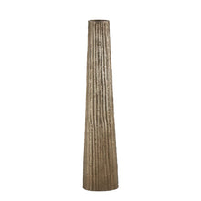 Load image into Gallery viewer, Jennalyn Aluminum Metal Slim Flat Tall Floor Cone Decorative Brass Vase with Textured Ridges