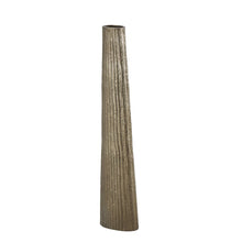 Load image into Gallery viewer, Jennalyn Aluminum Metal Slim Flat Tall Floor Cone Decorative Brass Vase with Textured Ridges