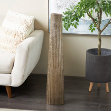 Load image into Gallery viewer, Jennalyn Aluminum Metal Slim Flat Tall Floor Cone Decorative Brass Vase with Textured Ridges