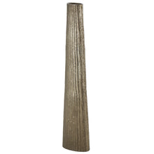 Load image into Gallery viewer, Jennalyn Aluminum Metal Slim Flat Tall Floor Cone Decorative Brass Vase with Textured Ridges