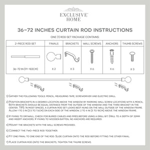 Jewett Exclusive Home Vine 1" Curtain Rod and Coordinating Finial Set, Adjustable