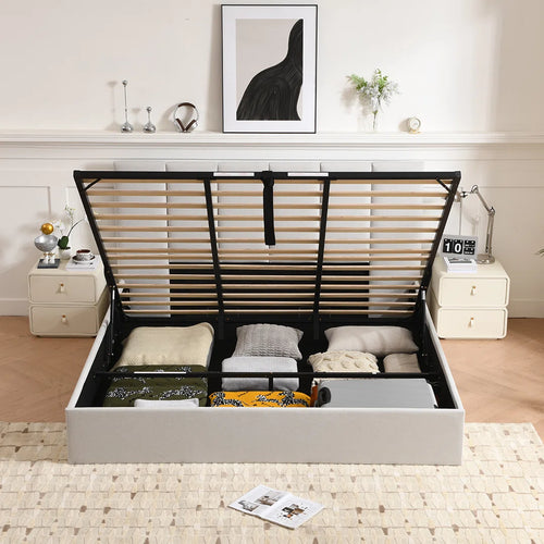 Juanetta Hydraulic Lift Up Storage Upholstered Platform Bed KING