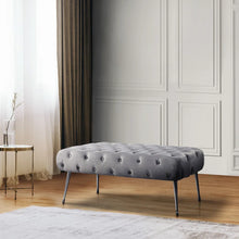 Load image into Gallery viewer, Kaaren Velvet Upholstered Bench, GREY