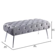 Load image into Gallery viewer, Kaaren Velvet Upholstered Bench, GREY