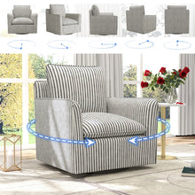 Load image into Gallery viewer, Kandyn 29.7&quot; W Modern Soft Stripe Upholstered Swivel Barrel Chair with Removable Cushion
