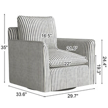 Load image into Gallery viewer, Kandyn 29.7&quot; W Modern Soft Stripe Upholstered Swivel Barrel Chair with Removable Cushion