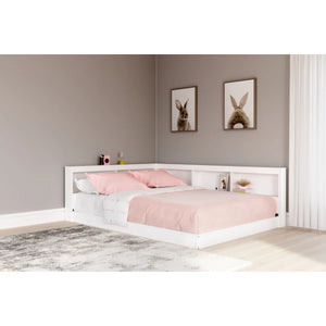 Karnova Platform Bed with Bookcase, TWIN / WHITE