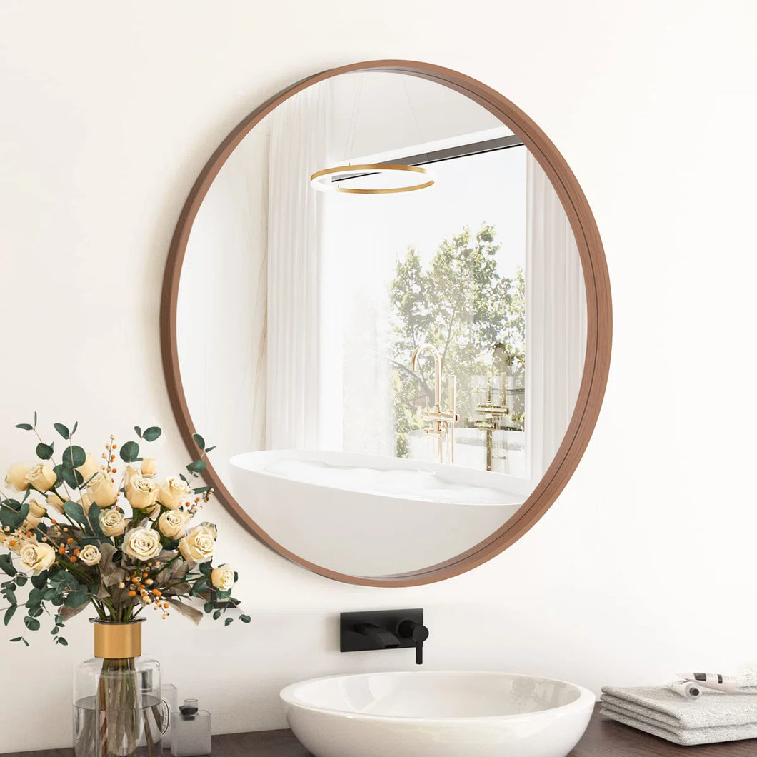 Karrina Round Mirror - Walnut