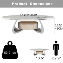 Load image into Gallery viewer, Kelyan 47.2&#39;&#39; Oval Modern Coffee Table Luxury Elegant Faux Marble Top Stainless Steel Base