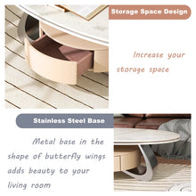 Load image into Gallery viewer, Kelyan 47.2&#39;&#39; Oval Modern Coffee Table Luxury Elegant Faux Marble Top Stainless Steel Base