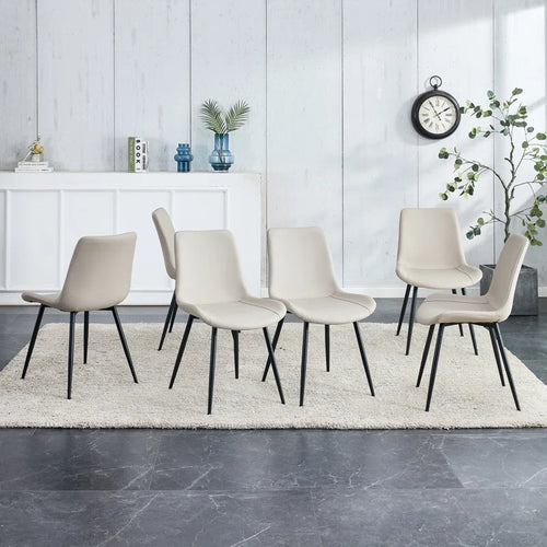 Khalaya Metal Side Chair Dining Chair (Set of 6), Warm Grey