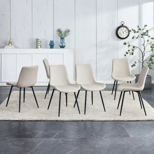 Khalaya Metal Side Chair Dining Chair (Set of 6), Warm Grey