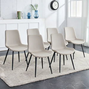 Khalaya Metal Side Chair Dining Chair (Set of 6), Warm Grey