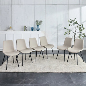 Khalaya Metal Side Chair Dining Chair (Set of 6), Warm Grey