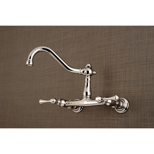 Kingston Brass Vintage Two-Handle 2-Hole Wall Mount Bathroom Faucet KS3246BL