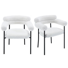 Load image into Gallery viewer, Kiylan 19.7" H Sherpa Upholstered Arm Chair with Curved Wing Back (Set of 2)