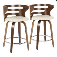 Load image into Gallery viewer, 24&quot; COSINI COUNTER STOOLS (SET OF 2) CREAM-WALNUT