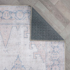 9' x 12' Labarbera Vintage Machine Washable Beige Non-Slip Backing Area Rug