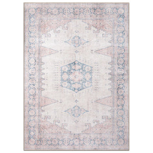 9' x 12' Labarbera Vintage Machine Washable Beige Non-Slip Backing Area Rug