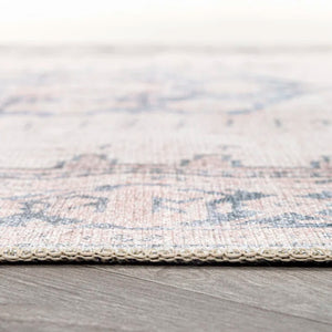 9' x 12' Labarbera Vintage Machine Washable Beige Non-Slip Backing Area Rug