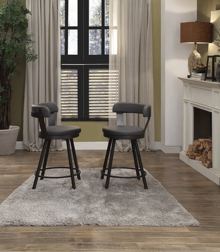 Laub Swivel Upholstered Counter Stool with Metal Frame (Set of 2), grey