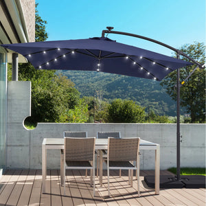 Laurennicole 98.4'' Lighted Cantilever Umbrella, Navy