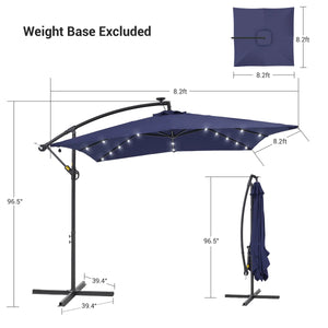 Laurennicole 98.4'' Lighted Cantilever Umbrella, Navy