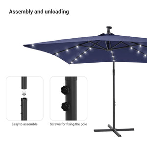 Laurennicole 98.4'' Lighted Cantilever Umbrella, Navy