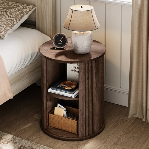 Leathia Fluted Round End Table