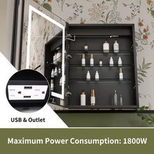 Load image into Gallery viewer, Livvia Recessed or Surface Mount Frameless LED Medicine Cabinet with Electrical Outlet and Anti-fog