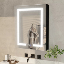 Load image into Gallery viewer, Livvia Recessed or Surface Mount Frameless LED Medicine Cabinet with Electrical Outlet and Anti-fog